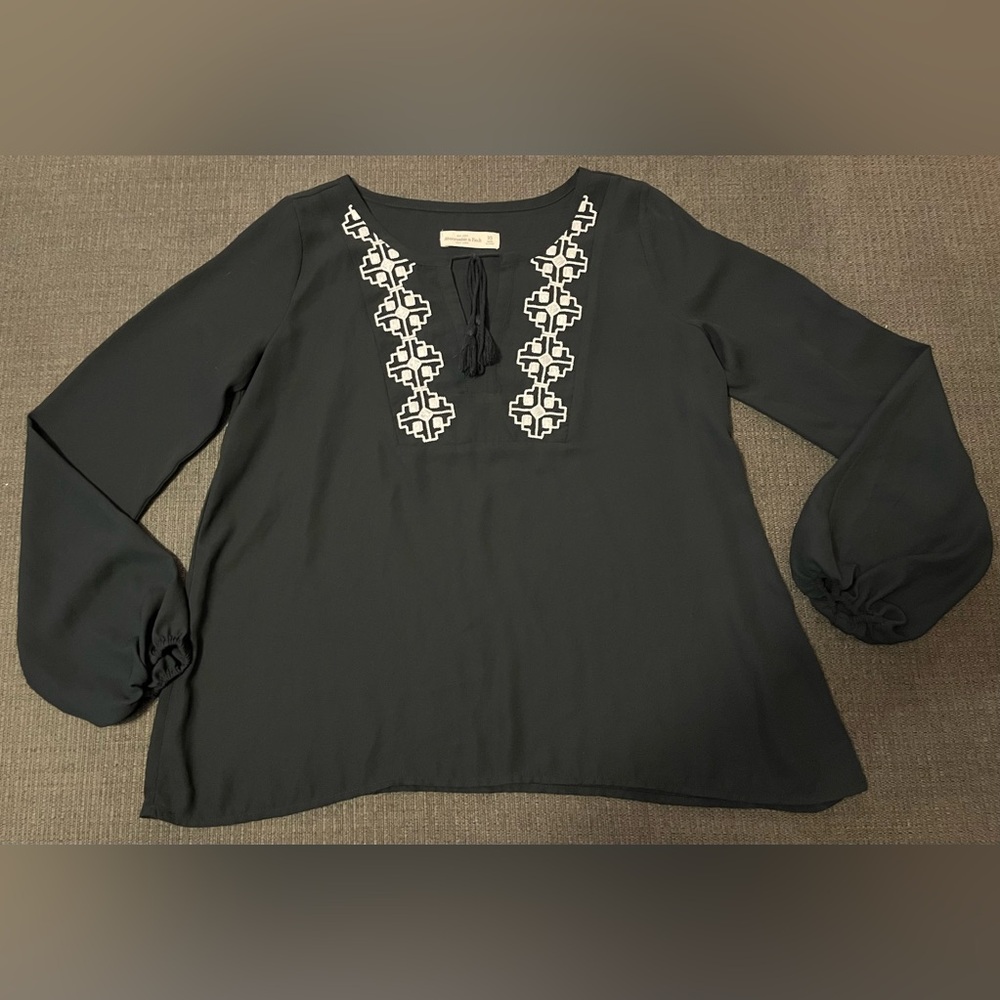 Abercrombie & Fitch Black Embroidered Top
